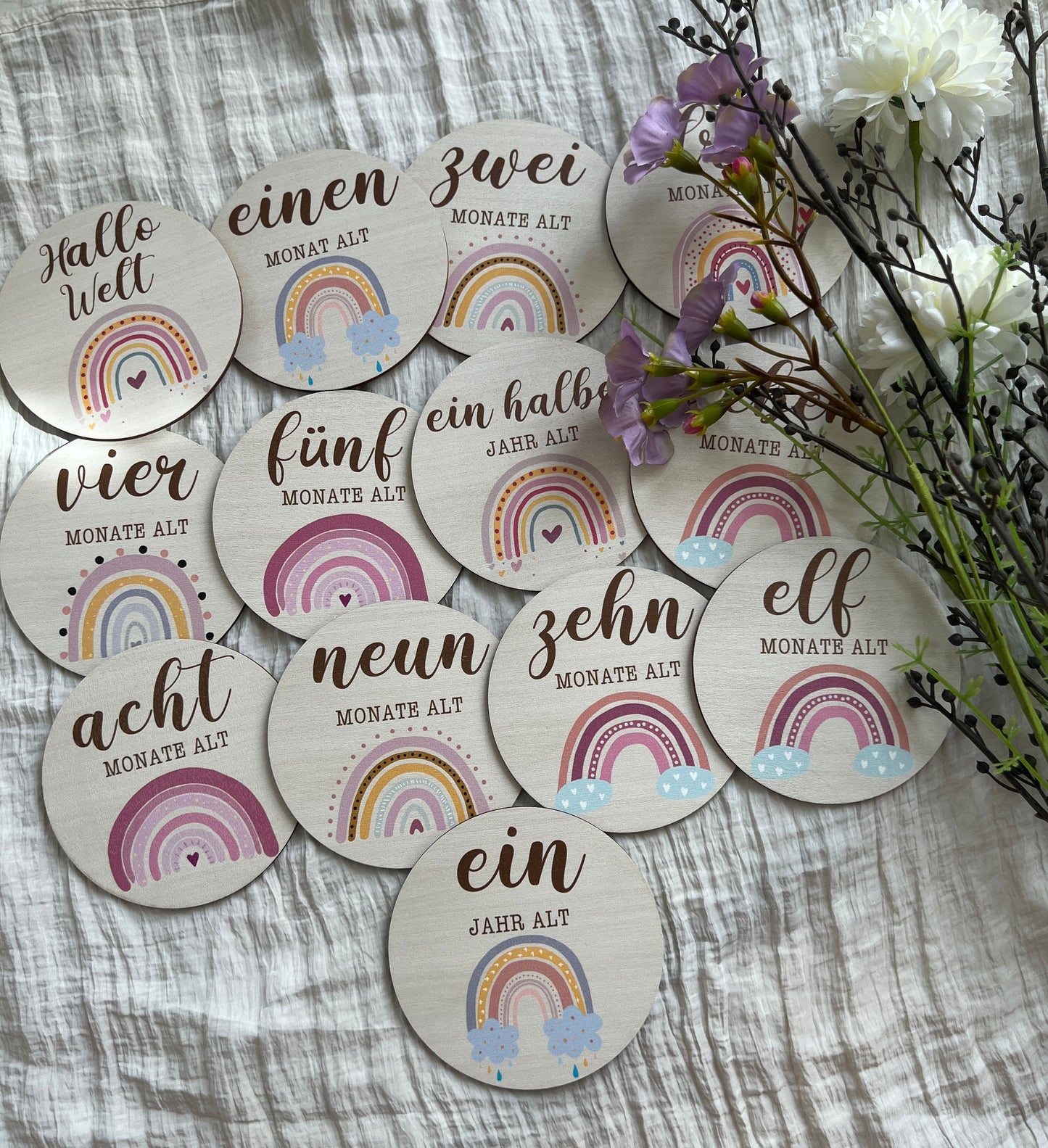 Wooden Milestone Cards Set - Rainbow