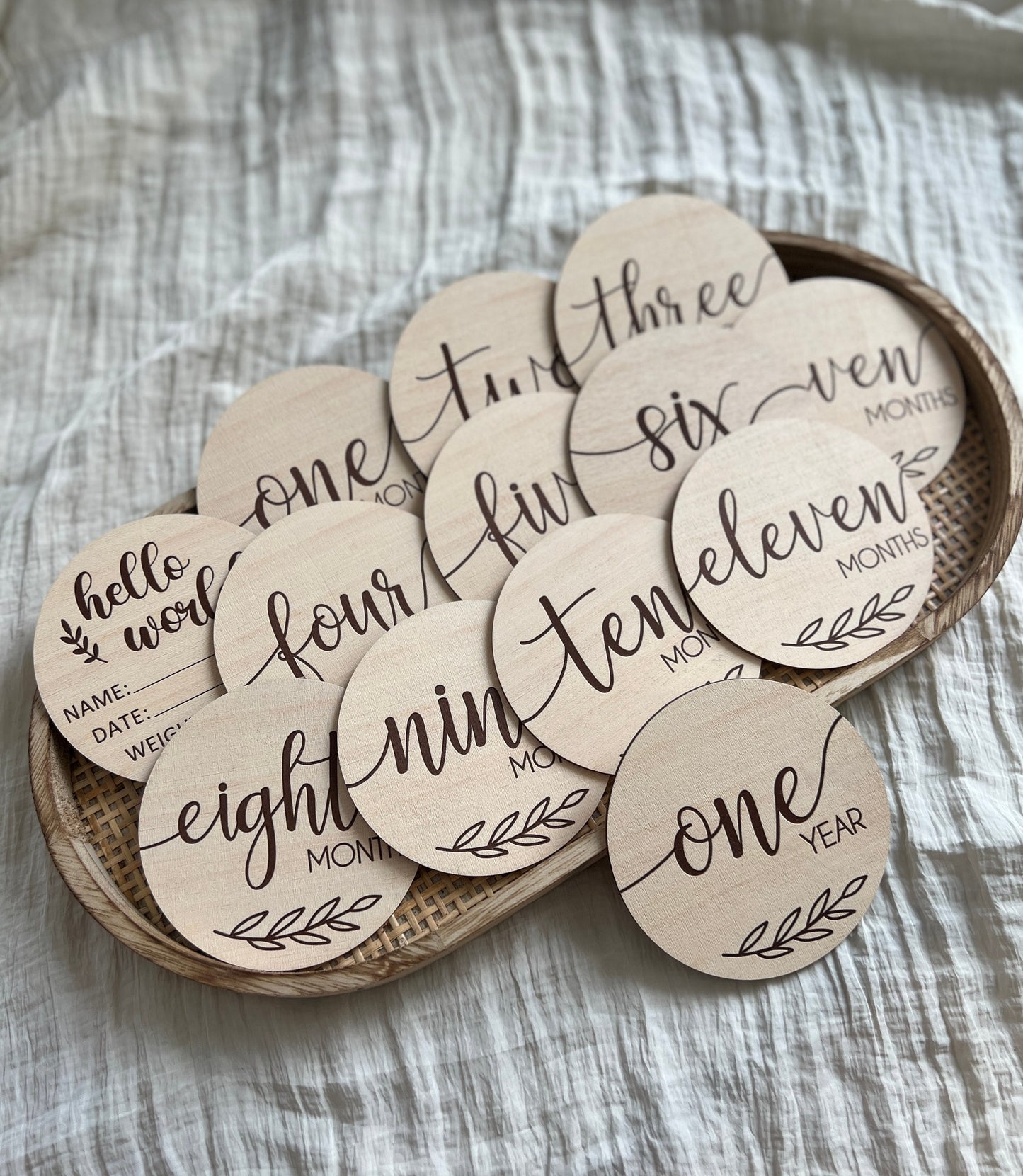 Wooden Milestone Cards Set - Olive