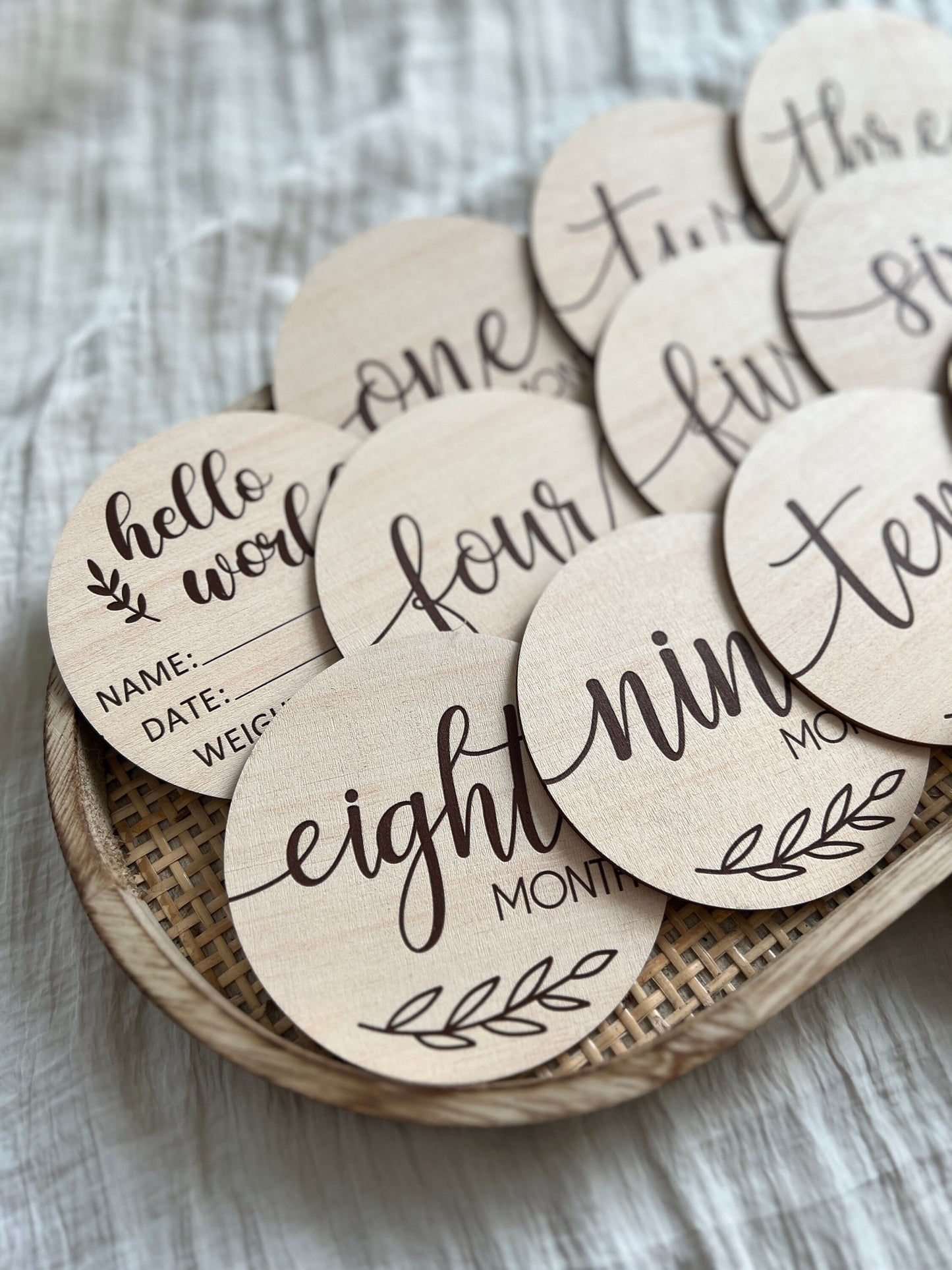 Wooden Milestone Cards Set - Olive